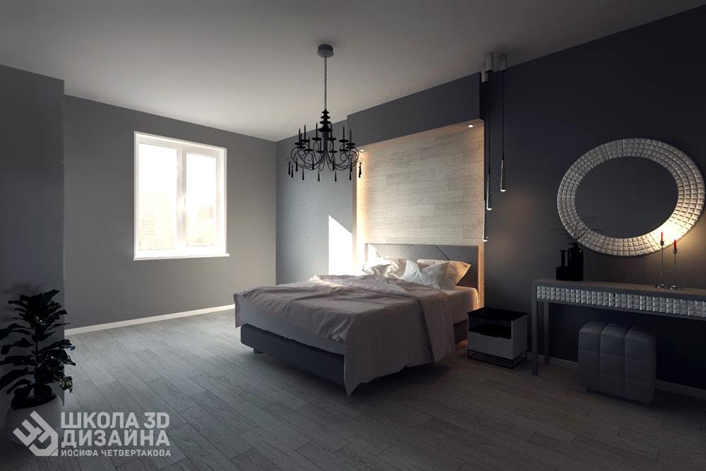 3D дизайн спальни дневное освещение Шахадат Магаметова