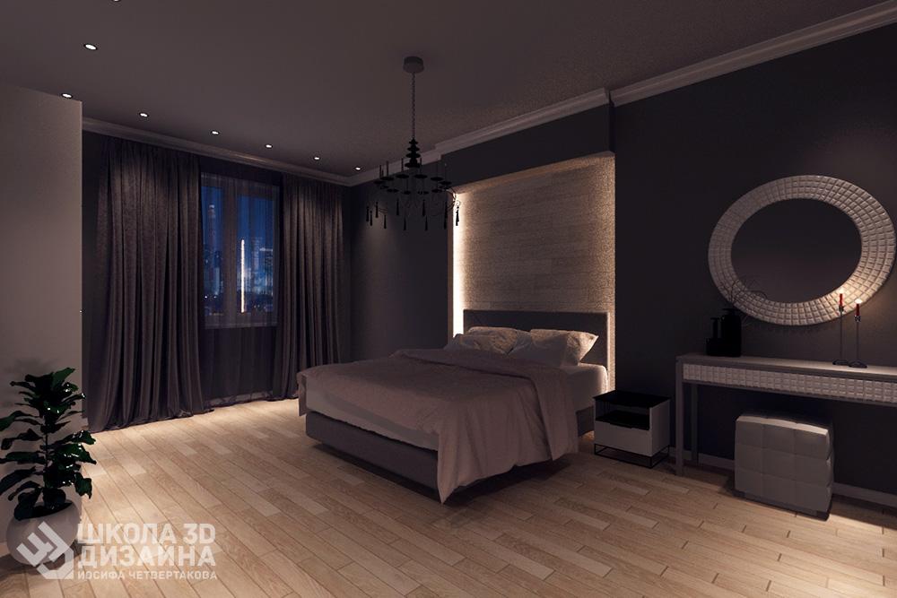 3D дизайн спальни ночное освещение Шахадат Магаметова