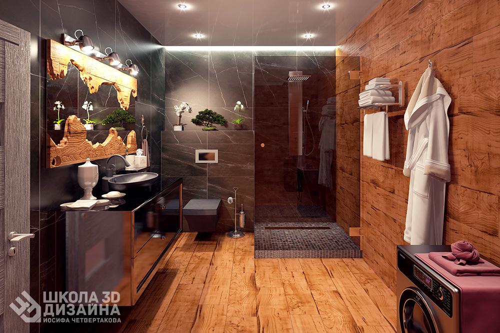 Александр Гребенюк 3D дизайн ванной комнаты