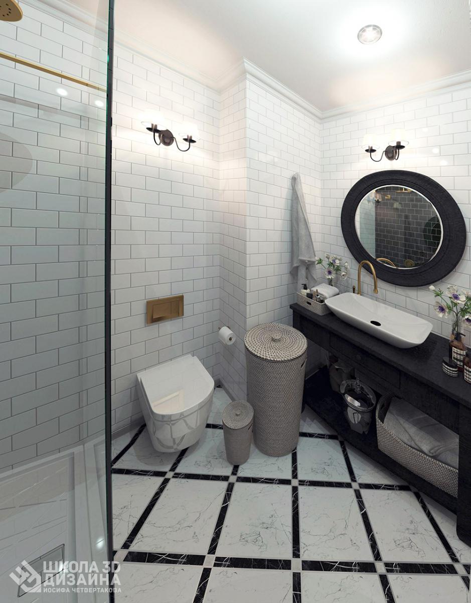 Полина Сербест 3Д дизайн ванной комнаты