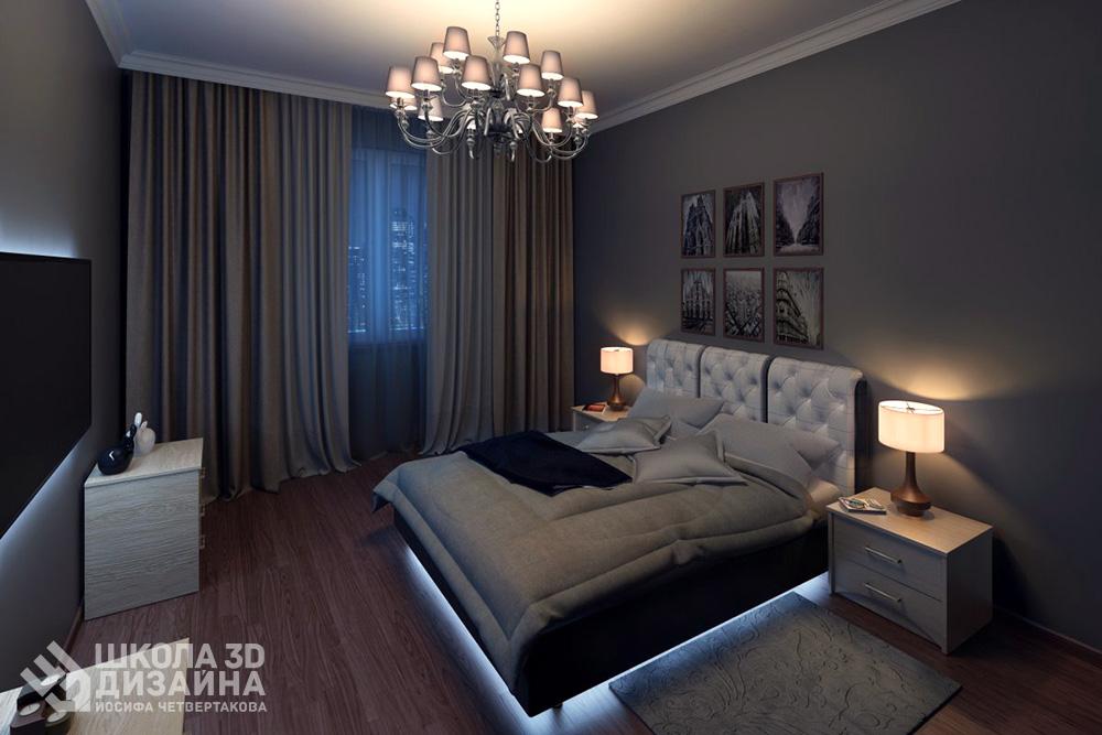 Максим Мехтиев 3D дизайн спальни дизайнерское освещение